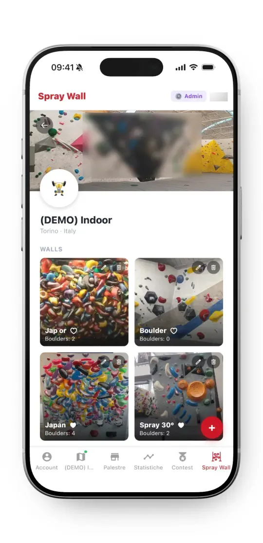 Gestione contest per organizzatori nell'app ClimbPush